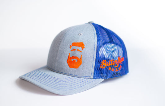 Better Man Beard Logo Hat Blue And Orange