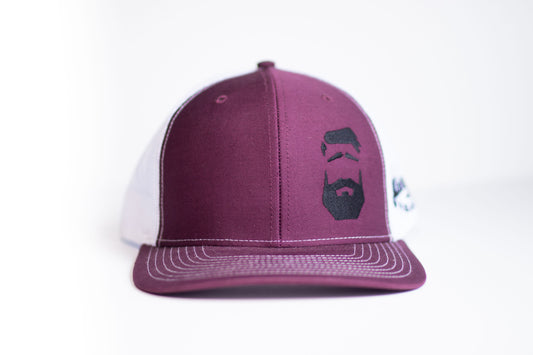 Better Man Beard Logo Hat Maroon And White