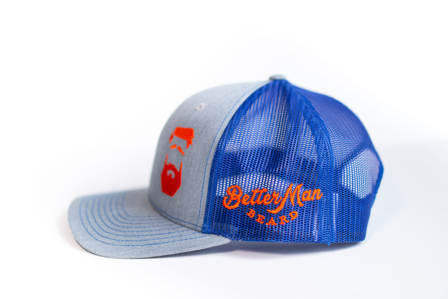 Better Man Beard Logo Hat Blue And Orange