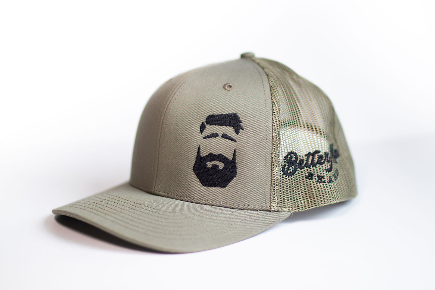 Better Man Beard Logo Hat Loden And Black